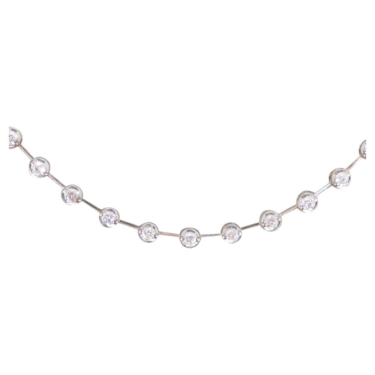 Brilliant Cut Diamond Spacer Line Necklace in 18ct White Gold For Sale