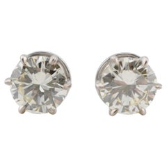 Brilliant-Cut Diamond Stud Earrings (1.04 & 1.05 ct, VVS1, N Color)
