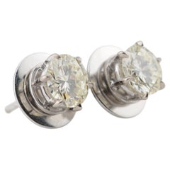 Brilliant-Cut Diamond Stud Earrings (1.04 & 1.05 ct, VVS1, N Color)