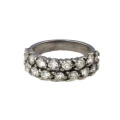 Brilliant Cut Diamond Two Row Semi Eternity Band