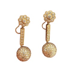 Brilliant Cut Diamonds 18 Karat Yellow Gold Flower Earrings