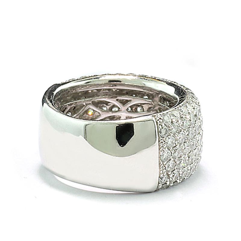 Contemporary Brilliant cut diamonds 3.00 ct Wide Band Ring Pavé Setting solid 900-Platinum For Sale