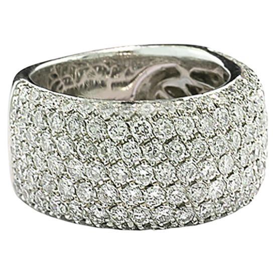 Brilliant cut diamonds 3.00 ct Wide Band Ring Pavé Setting solid 900-Platinum For Sale