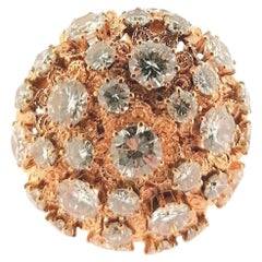 Brilliant Cut Diamonds Pink Gold 18 Karat Flower Ring Vintage Brilliant Cut Diamonds Pink Gold 18 Karat Flower Ring