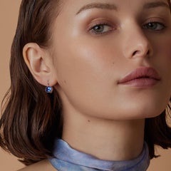 Brilliant Cut, Oval Tanzanite Earrings, 14kt White Gold