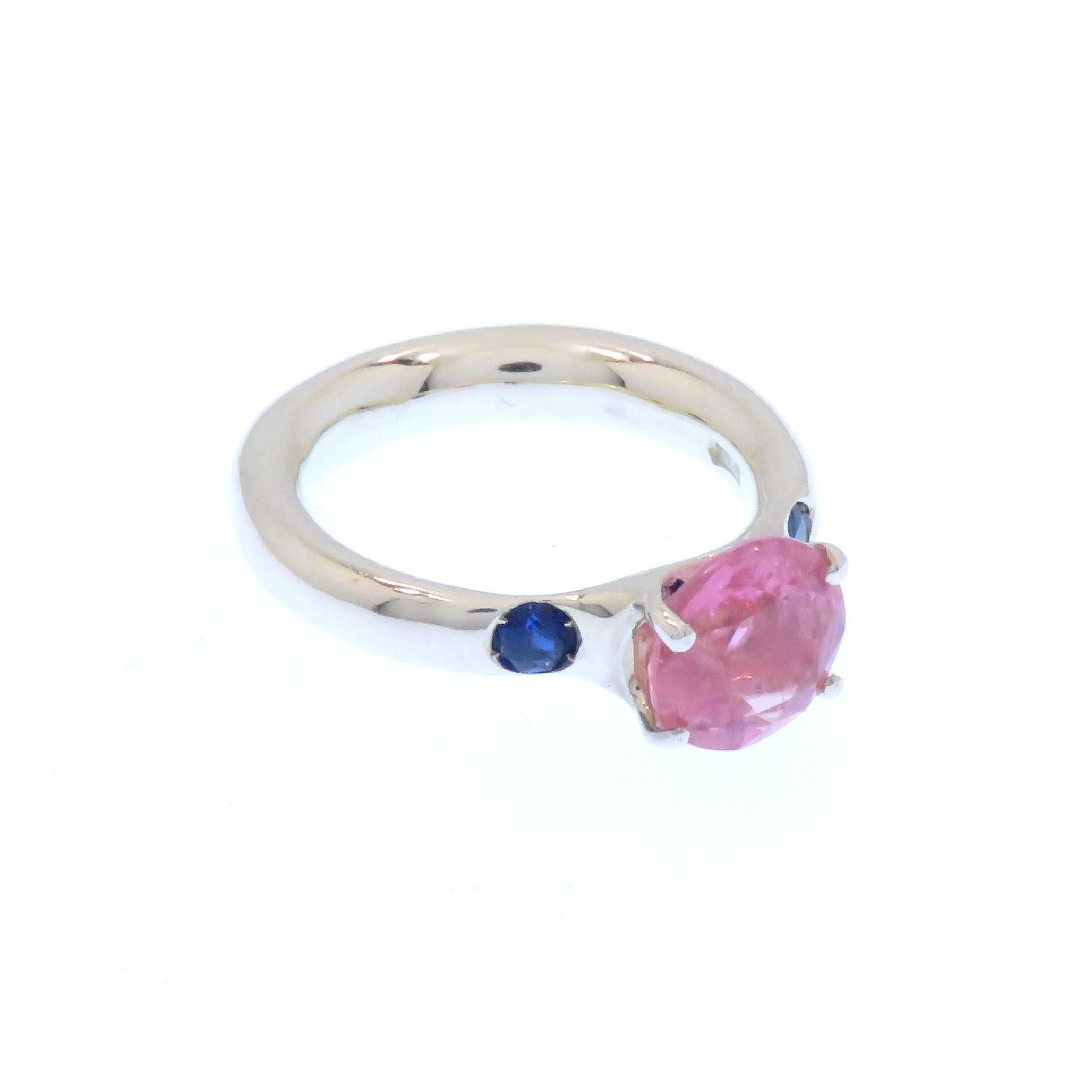 blue sapphire pink tourmaline ring