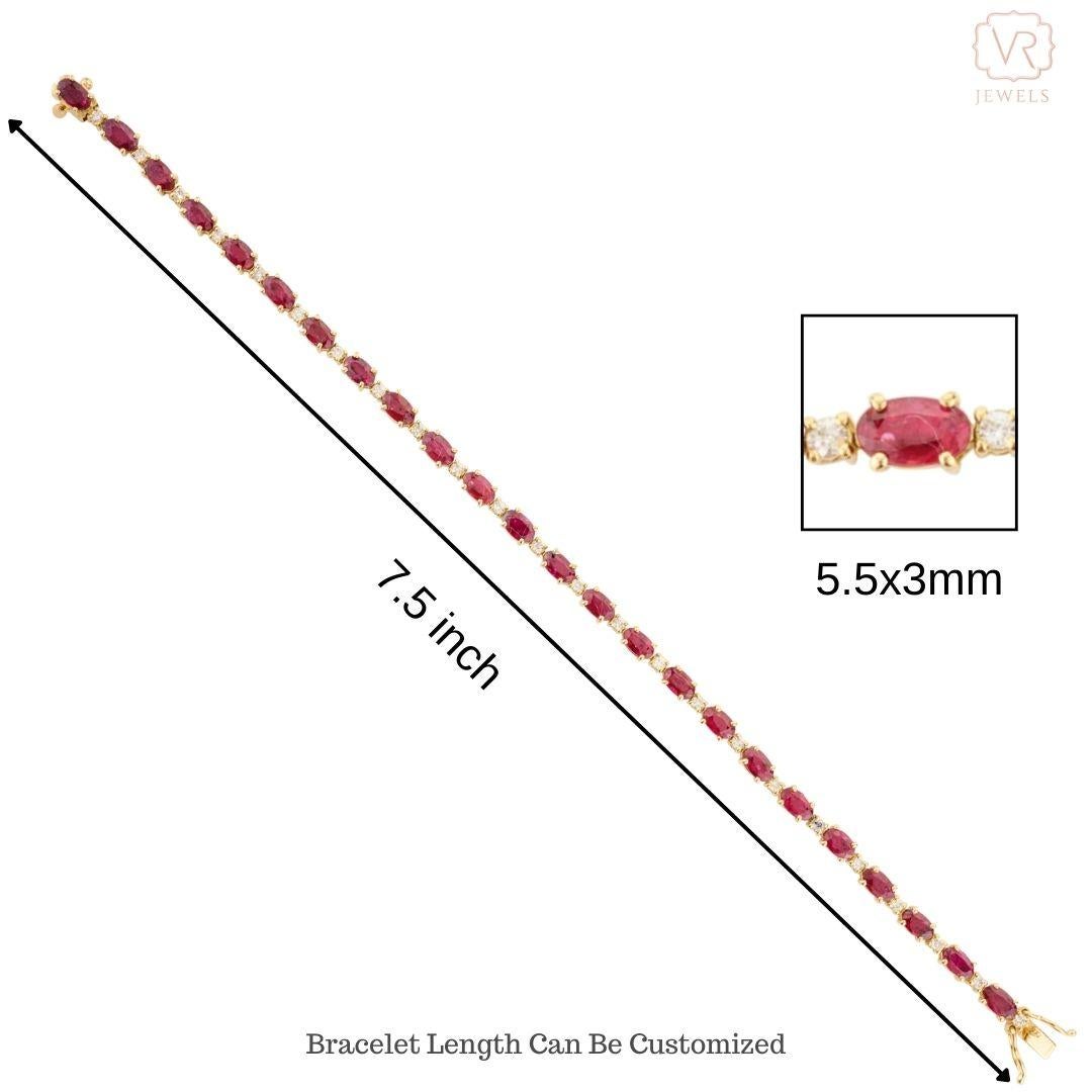 Brilliant Cut Ruby Diamond Wedding Bracelet for Mom in 18k Solid Yellow Gold For Sale 2