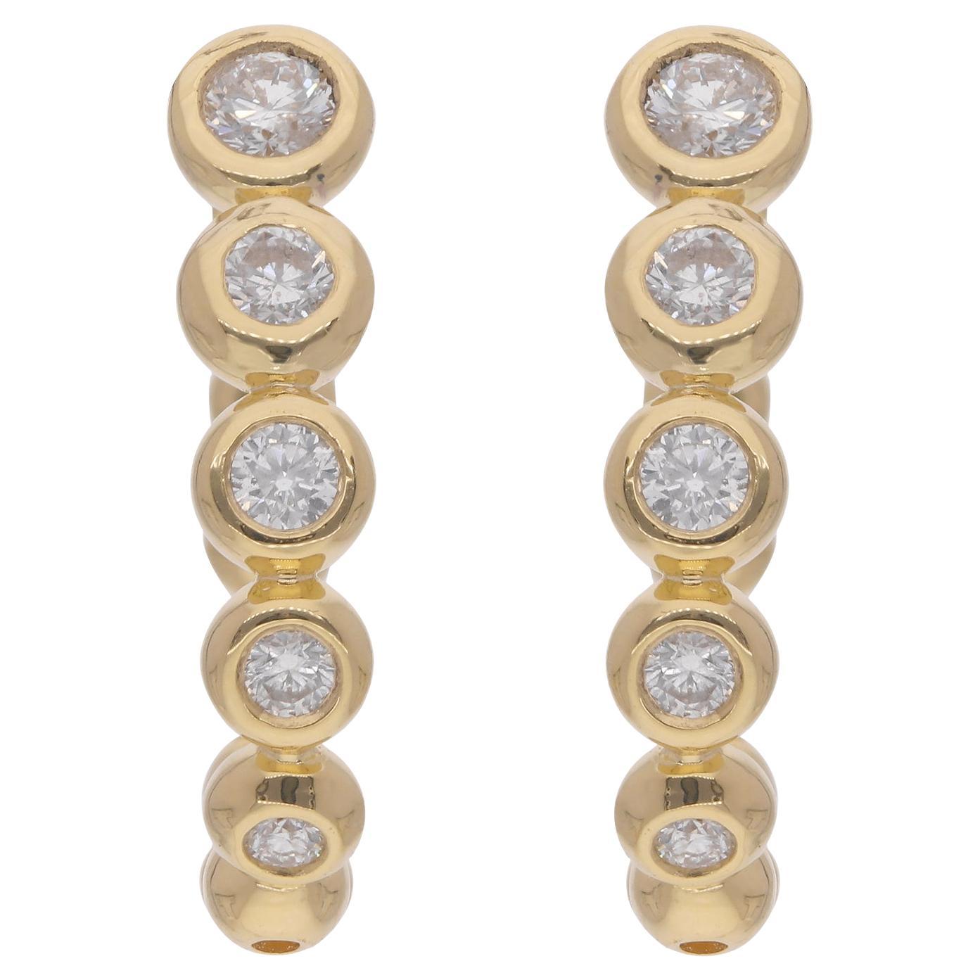 Pendientes de aro abrazado con diamantes talla brillante SI/H Oro amarillo de 18 quilates
