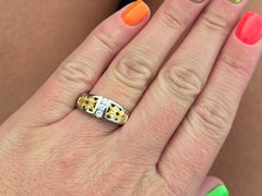 Brilliant Cut Vertical Diamond Row Ring 18K and 24K Yellow and White Gold