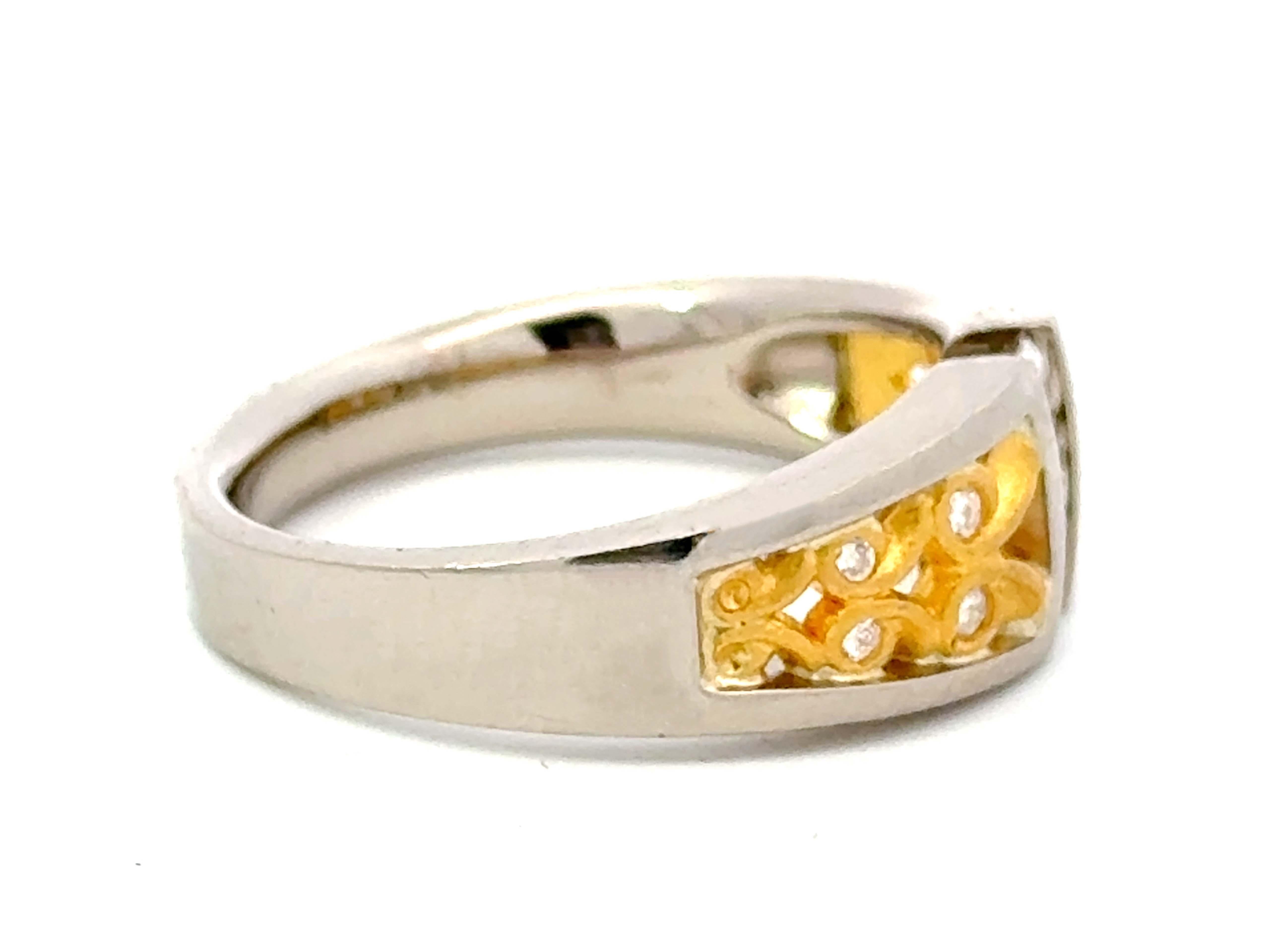 Women's or Men's Brilliant Cut Vertical Diamond Row Ring 18K and 24K Yellow and White Gold For Sale