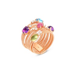 Brilliant-Cut White Diamond Accents and Semi-Precious Multi-Gemstones Ring