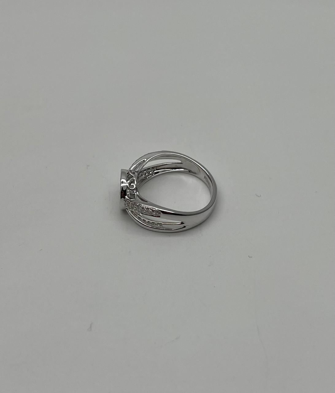 Brilliant Cut White Diamond Pave Set 14K White Gold Signet Statement Ring In New Condition For Sale In Oakton, VA