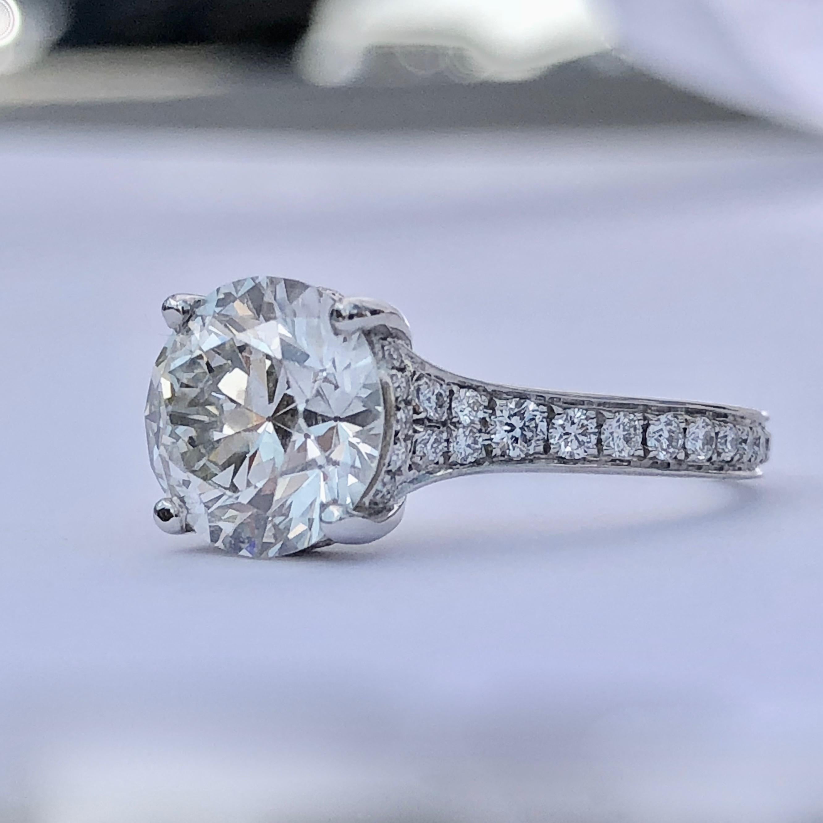 Brilliant Cut White Diamond Solitaire Platinum Engagement Ring Under Halo 3.41ct 5