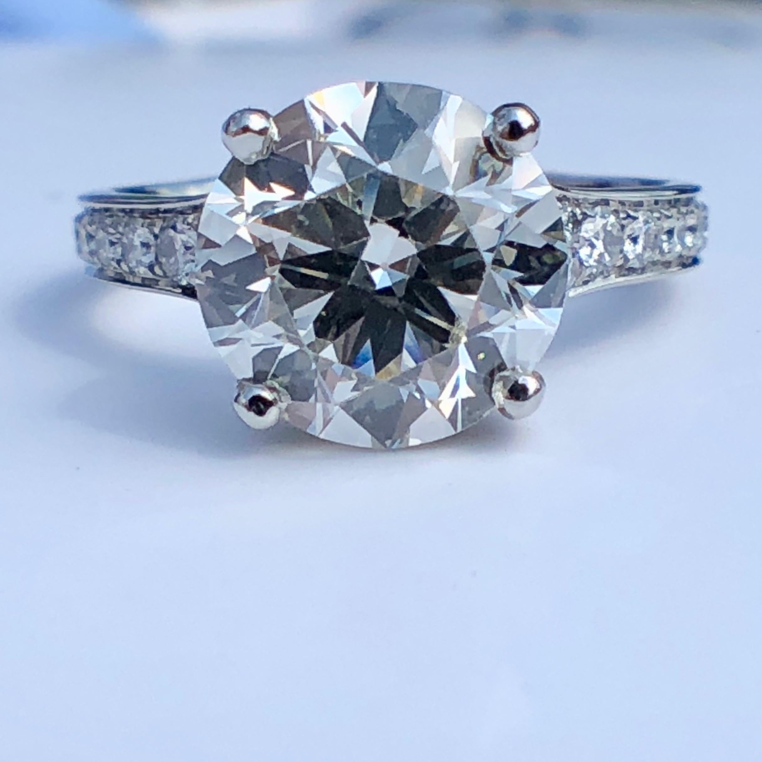 Women's Brilliant Cut White Diamond Solitaire Platinum Engagement Ring Under Halo 3.41ct