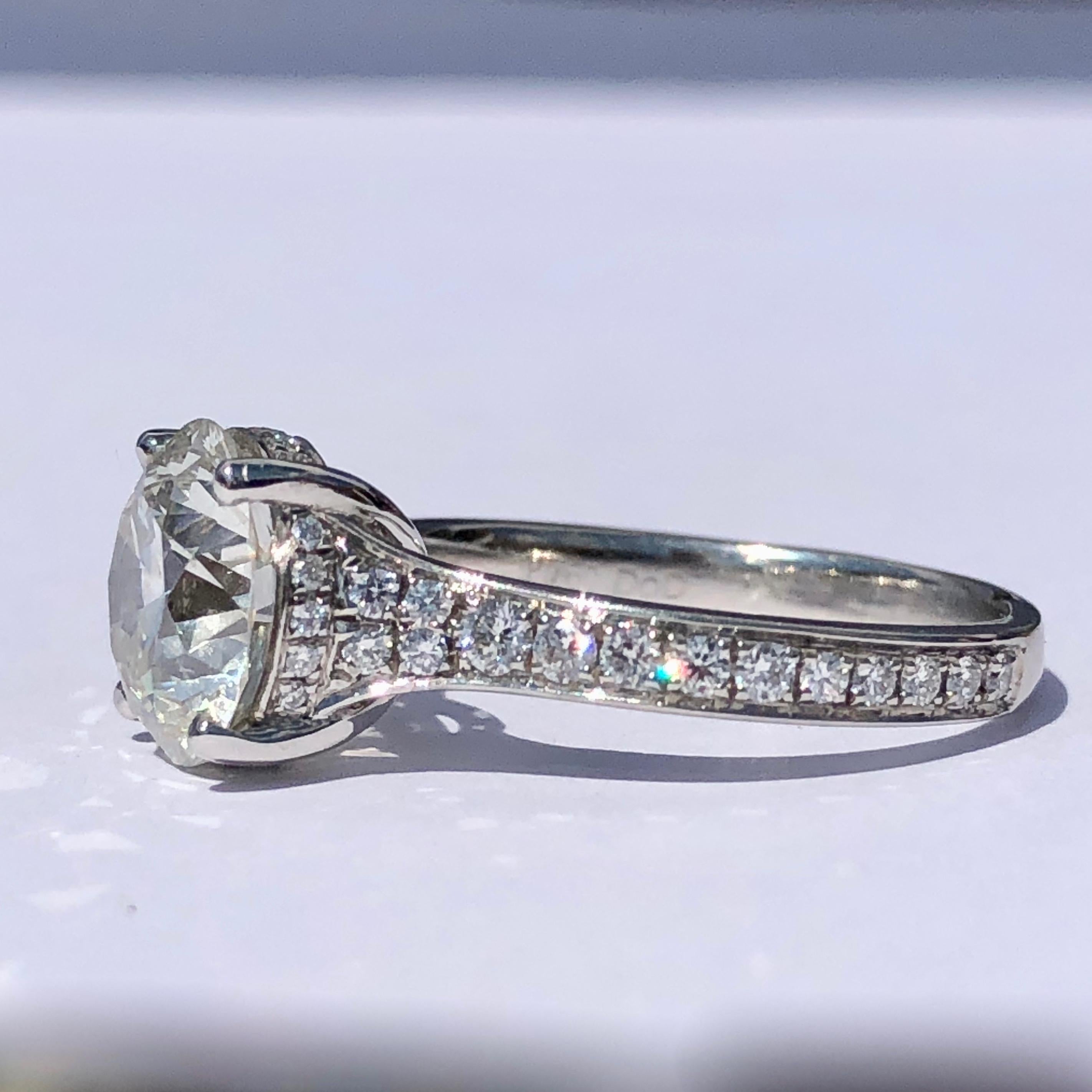 Brilliant Cut White Diamond Solitaire Platinum Engagement Ring Under Halo 3.41ct 2