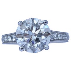 Brilliant Cut White Diamond Solitaire Platinum Engagement Ring Under Halo 3.41ct