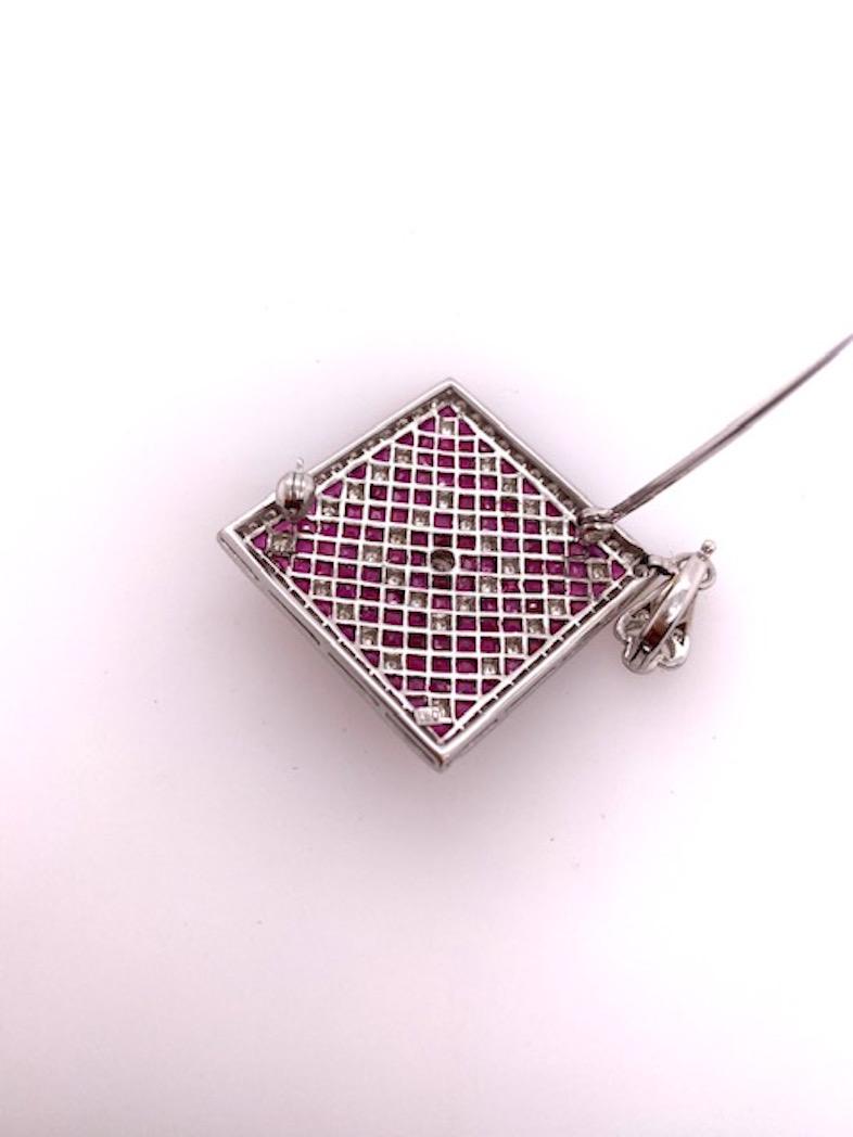 Brilliant Cut Brilliant Diamond and Ruby Pendant/Pin