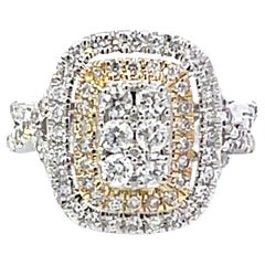Brilliant Diamond Cluster Double Halo Ring 10K Weißgold