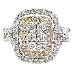 Brilliant Diamond Cluster Double Halo Ring 10K White Gold