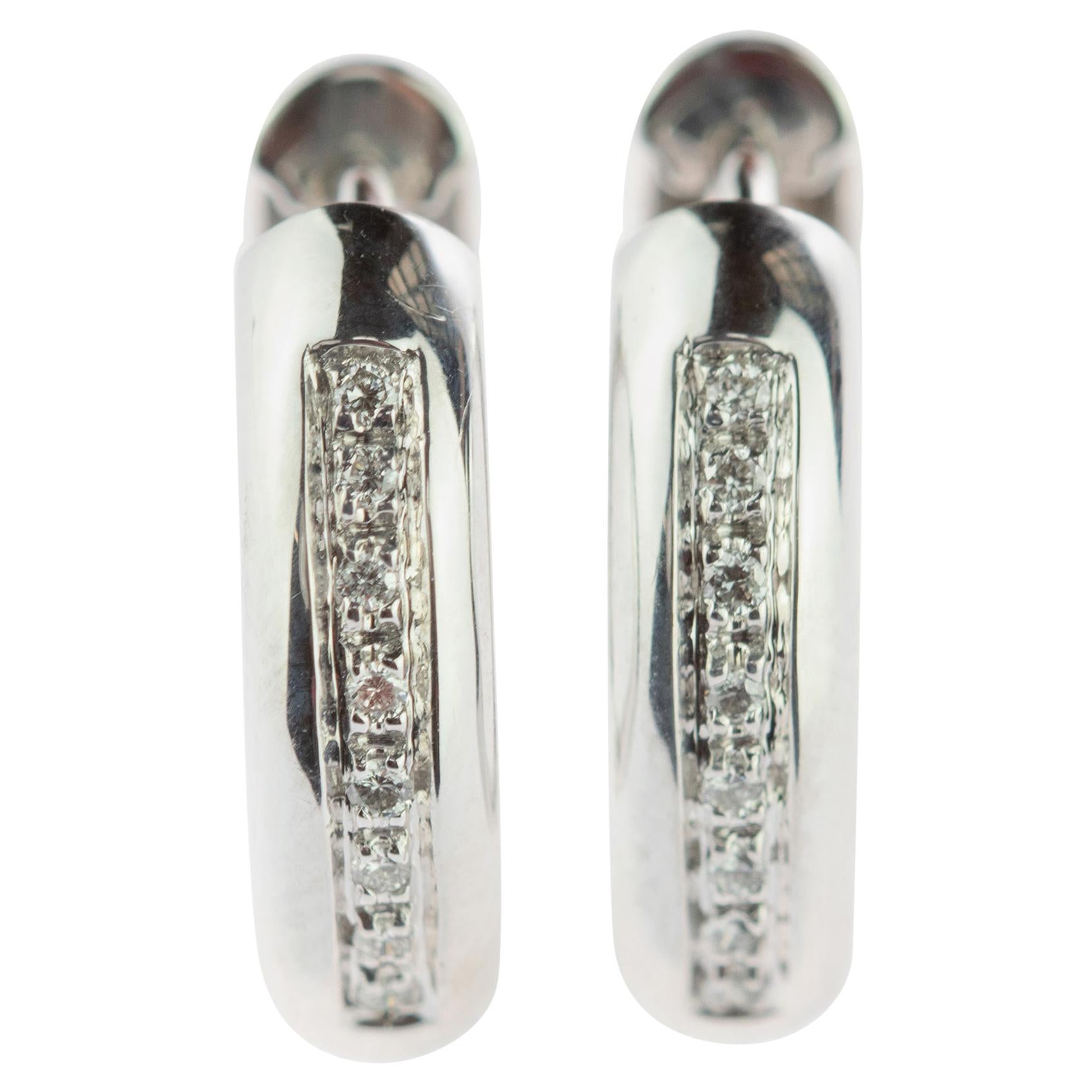 Brilliant Diamond Cluster Handmade 18 Karat Gold Hoop Romantic Deco Earrings For Sale