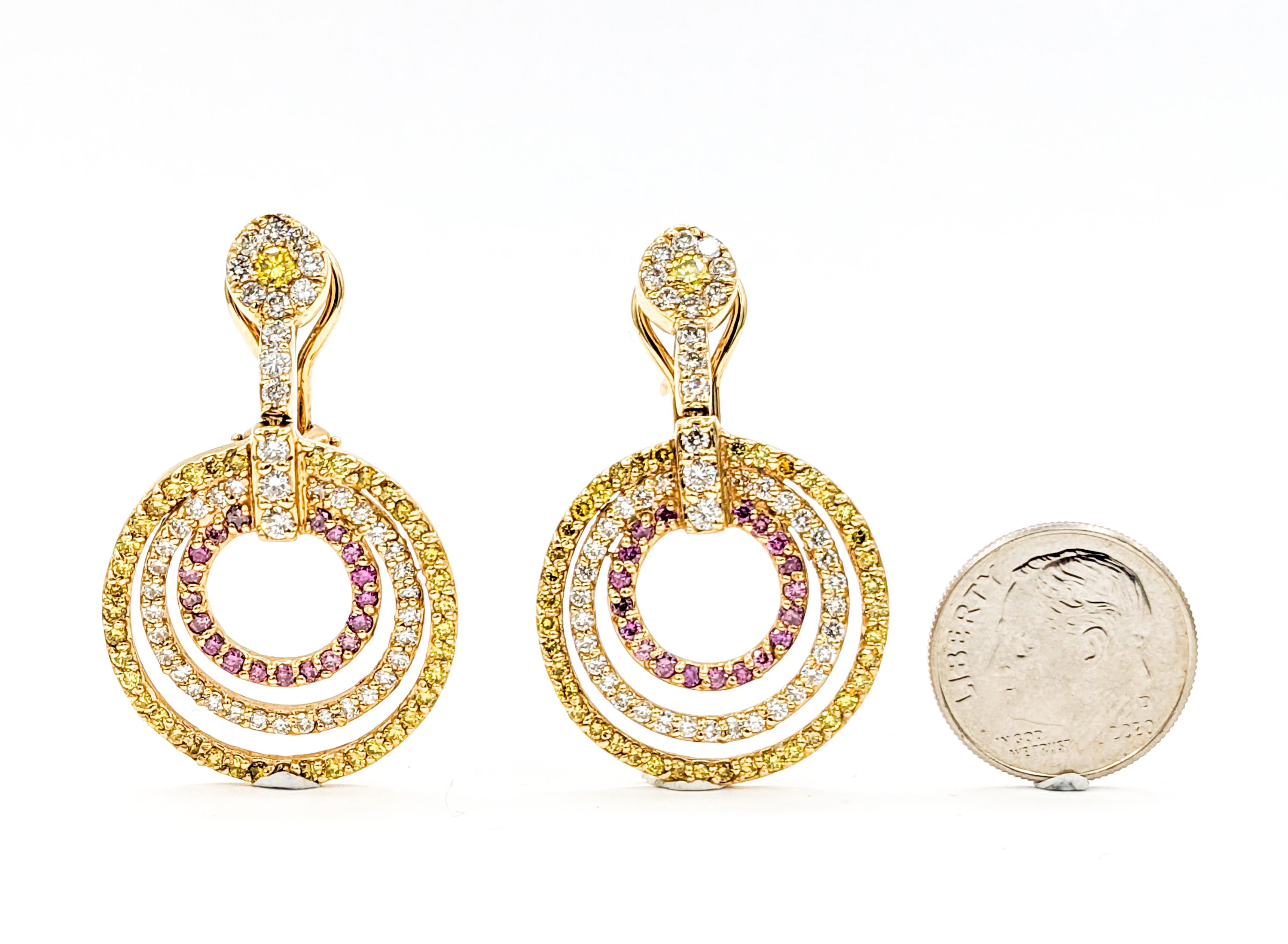 Brilliant Diamond Drop Omega Earrings For Sale 3
