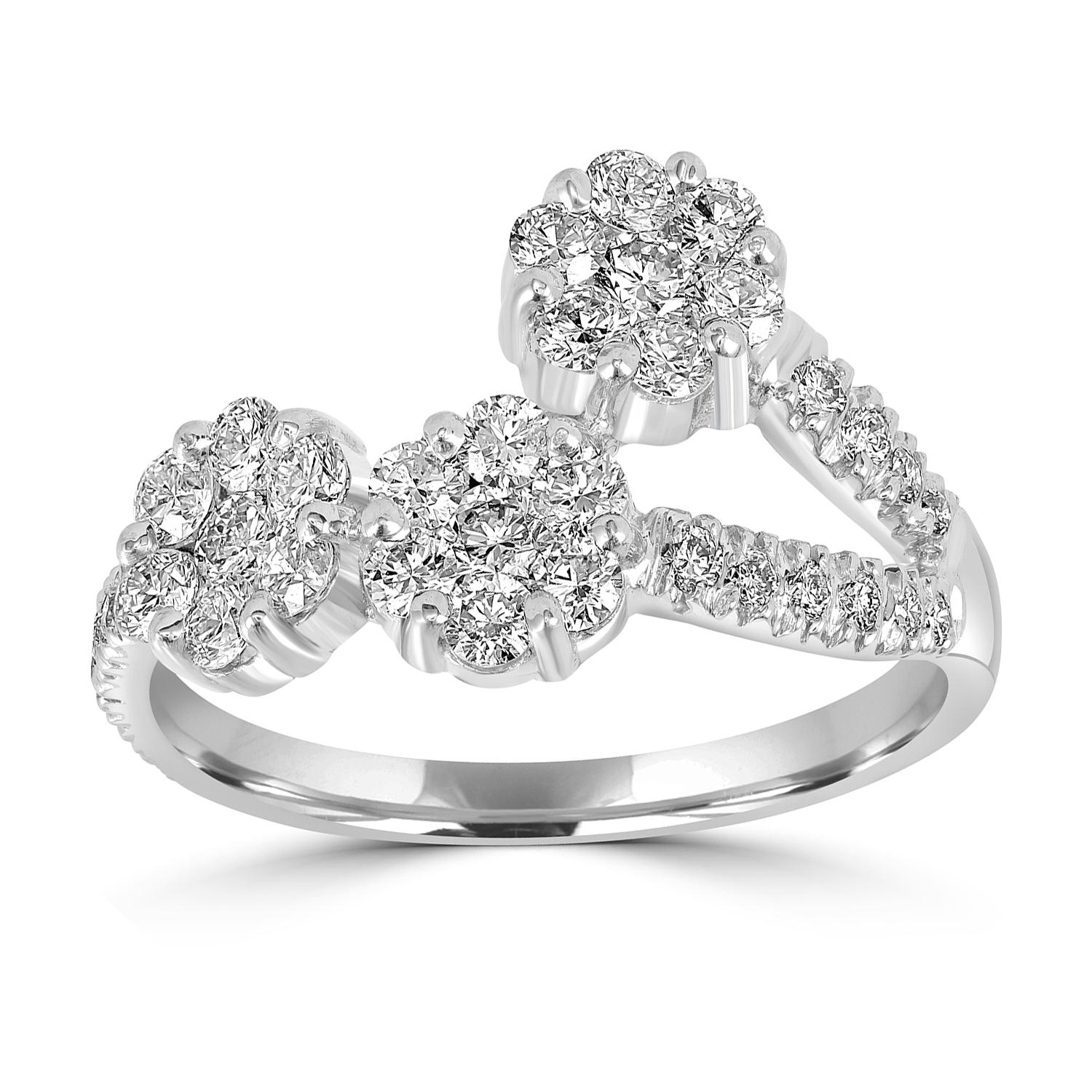 Art déco Bague solitaire en or blanc 18 carats avec diamant brillant en vente