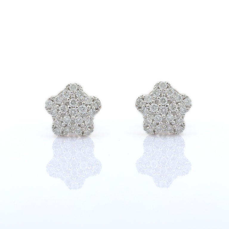 Gems of Distinction 14K White Gold 0.50ctw Diamond 4-Point Star Stud Earrings