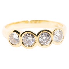 Brilliant Diamond Vintage Four Stone Engagement Ring in 18 Carat Yellow Gold