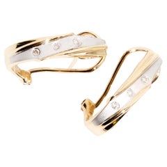 Brilliant Diamond Vintage Half Hoop Drop Style Earrings in 9 Carat Yellow Gold