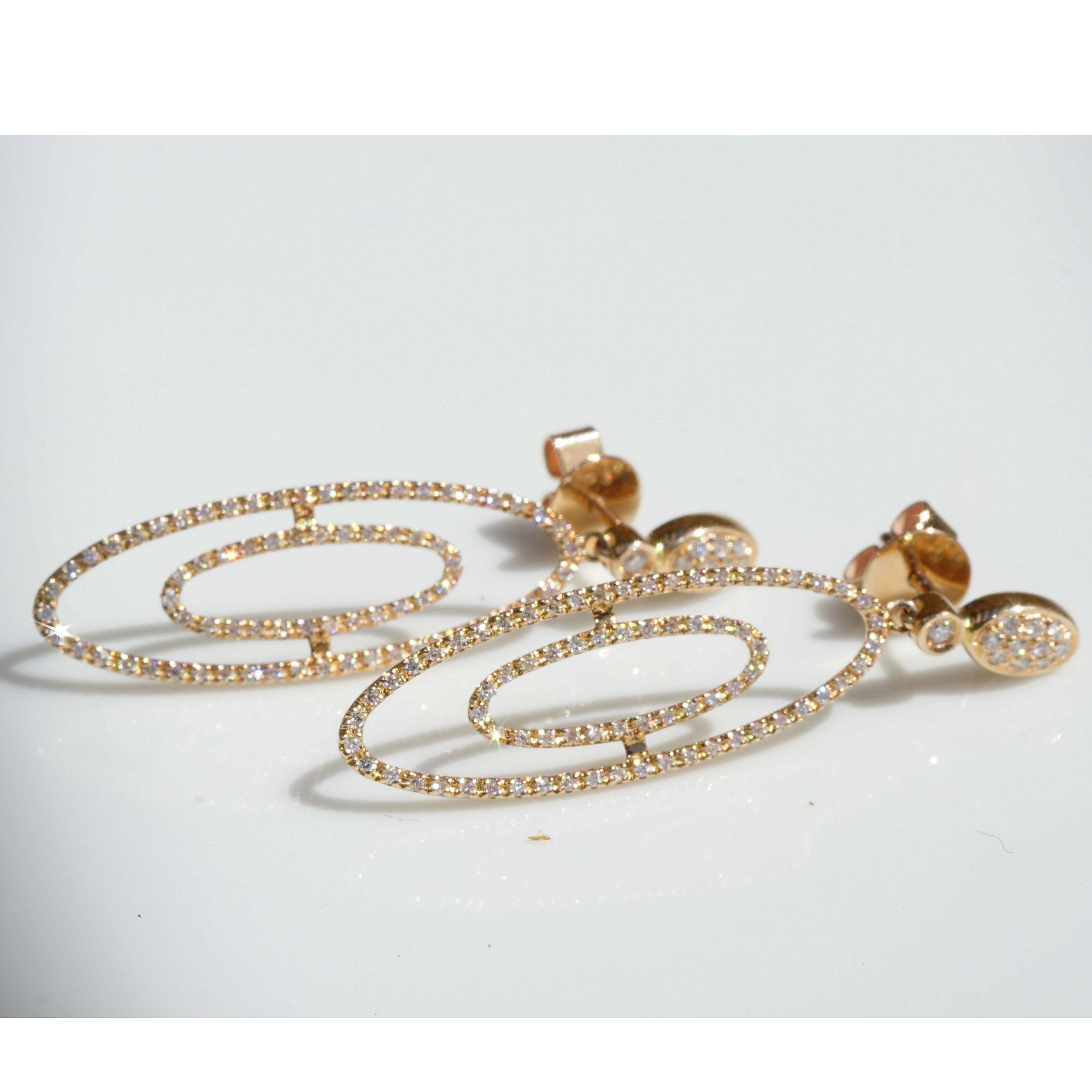 Orecchini a brillante in oro rosa 750 0,62 ct TW VS Elliptical Galaxies Power In condizioni Nuovo in vendita a Viena, Viena