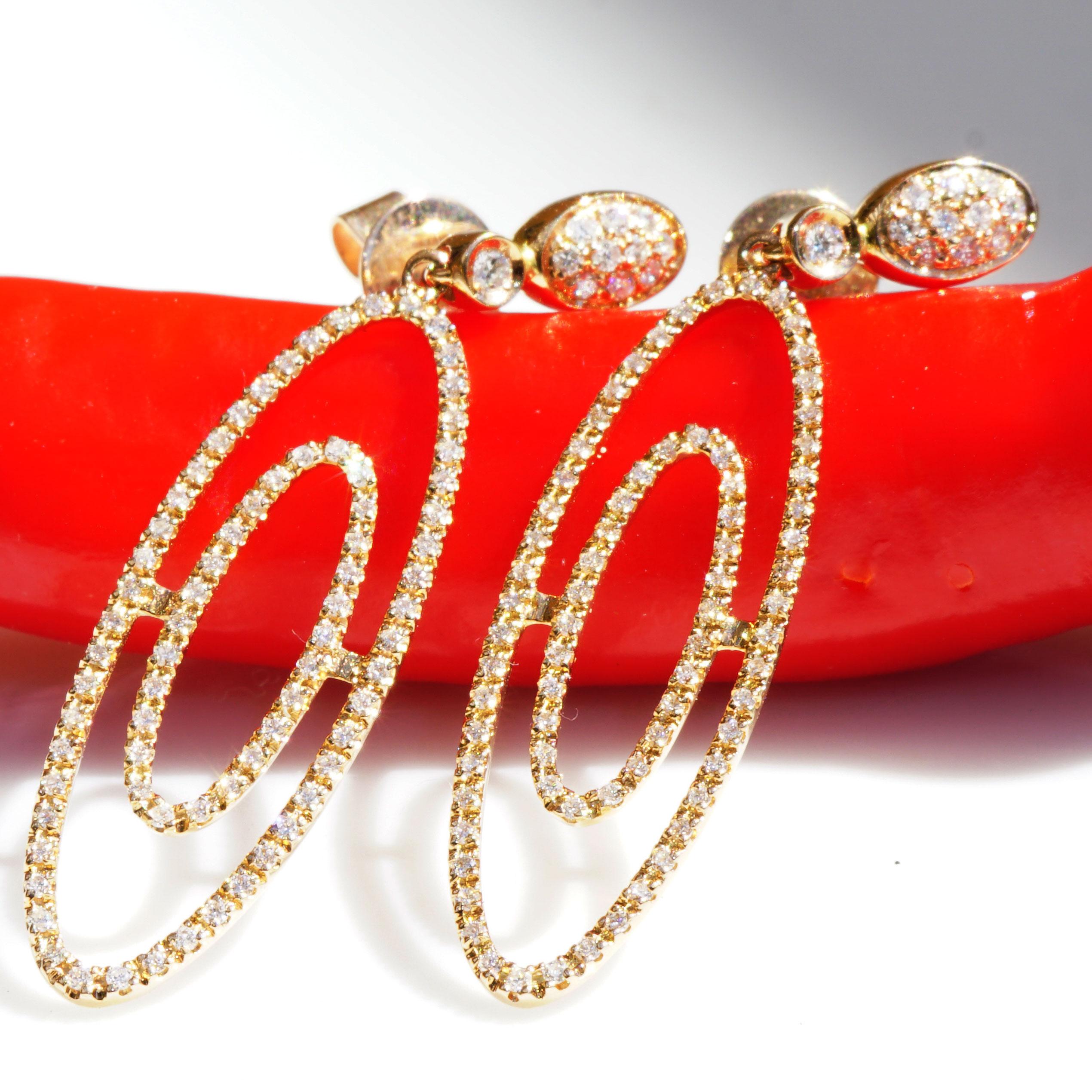 Women's or Men's Brilliant Earrings 750 Rose Gold 0.62 Ct TW VS Elliptical Galaxies Power For Sale