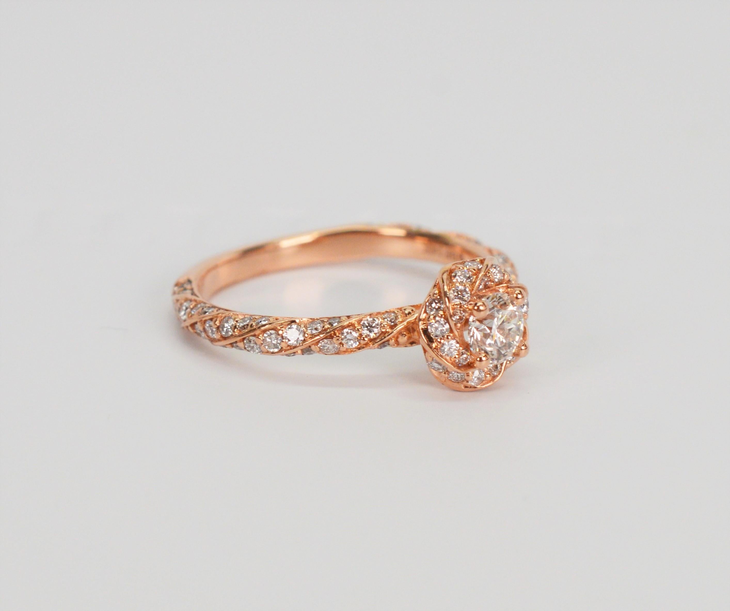 Brilliant Earth Diamond 14 Karat Rose Gold Engagement Ring w GIA Cert Box Papers For Sale 3
