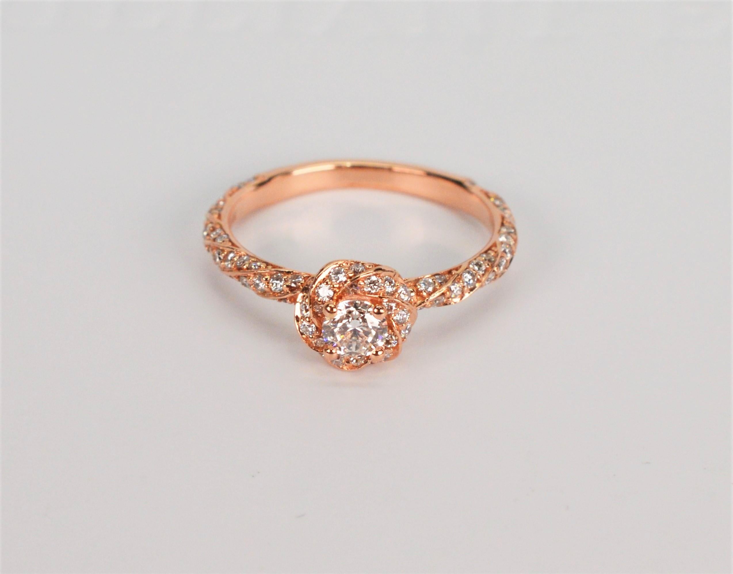 Brilliant Earth Diamond 14 Karat Rose Gold Engagement Ring w GIA Cert Box Papers For Sale 8