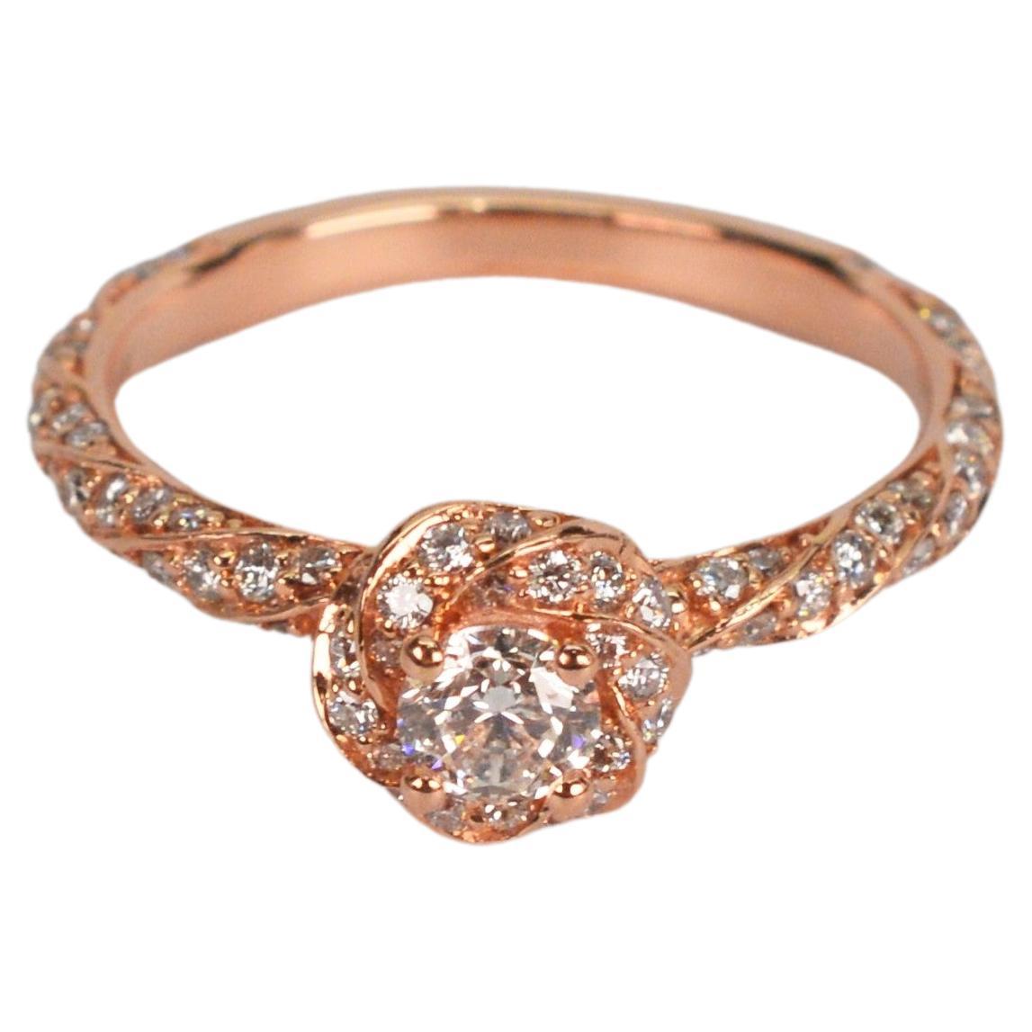 Brilliant Earth Diamond 14 Karat Rose Gold Engagement Ring w GIA Cert Box Papers For Sale