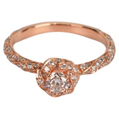 Brillant Erde Diamant 14 Karat Rose Gold Verlobungsring w GIA Cert Box Papiere