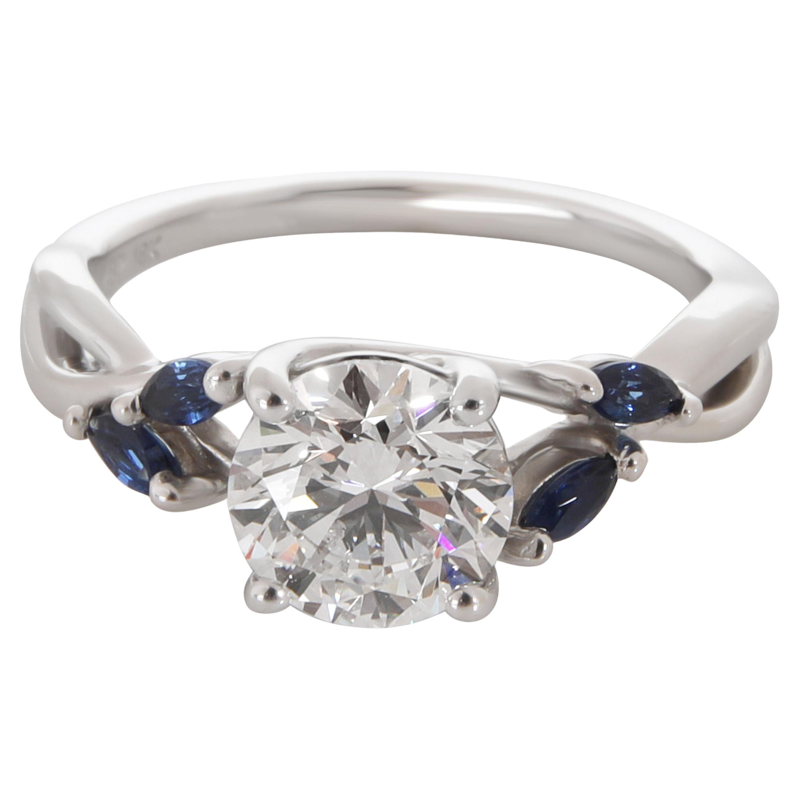 Verlobungsring aus 18 Karat Weißgold mit Brillant- Erd-Diamant-Saphir F VS2 1,16 Karat