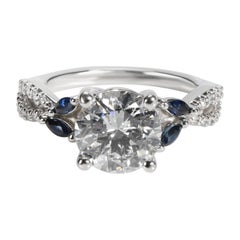Brilliant Earth Diamond & Sapphire Platinum Engagement Ring GIA D VVS1 2.20 CTW