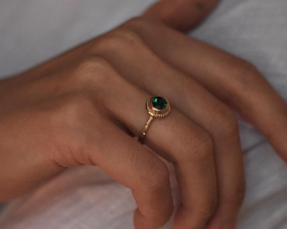 Brilliant Cut Brilliant Emerald and Diamond 14k Gold Ring by Franny E For Sale
