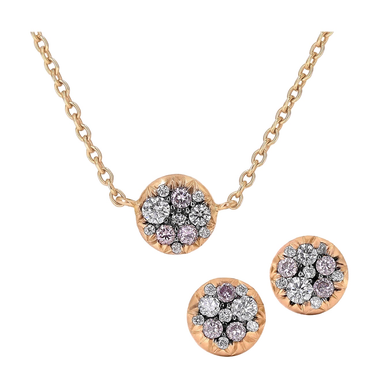 Suite di orecchini con diamanti bianchi e rosa brillanti, Joke Quick