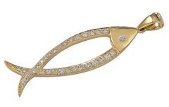 Brilliant Gold and Diamond Fish Pendant