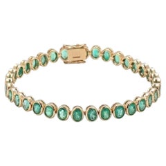 Brilliant Green 14 (18K Custom) Oval Emerald & Yellow Gold Bracelet