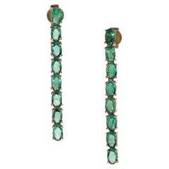 Brilliant Green Long Swinging Emerald Drop Earrings
