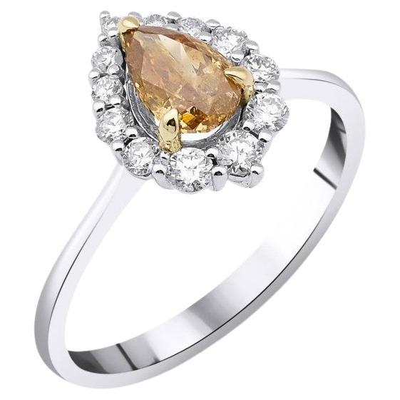0.65ct Fancy Orangish Yellow Diamond Ring For Sale