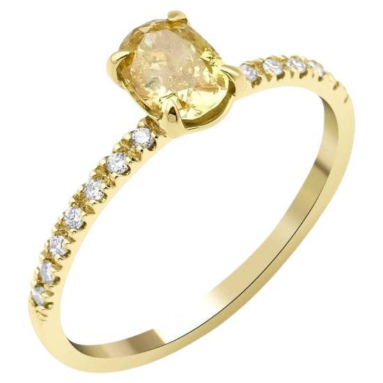 0.81ct Fancy Yellow Diamond Engagement Ring For Sale