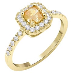 0.89ct Yellow Cushion Diamond Ring, Diamond Engagement Ring