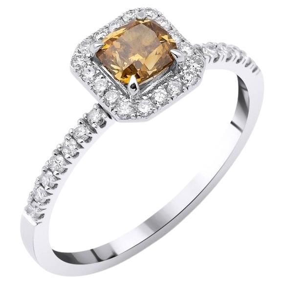 0.95ct Fancy Orangish Brown Diamond Ring For Sale