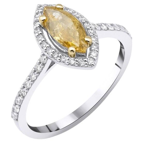 1.08ct Fancy Yellow Diamond Engagement Ring For Sale