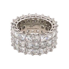 Brilliant Masterpiece Triple Row Full Eternity Diamond Platinum Ring 12.69 Carat