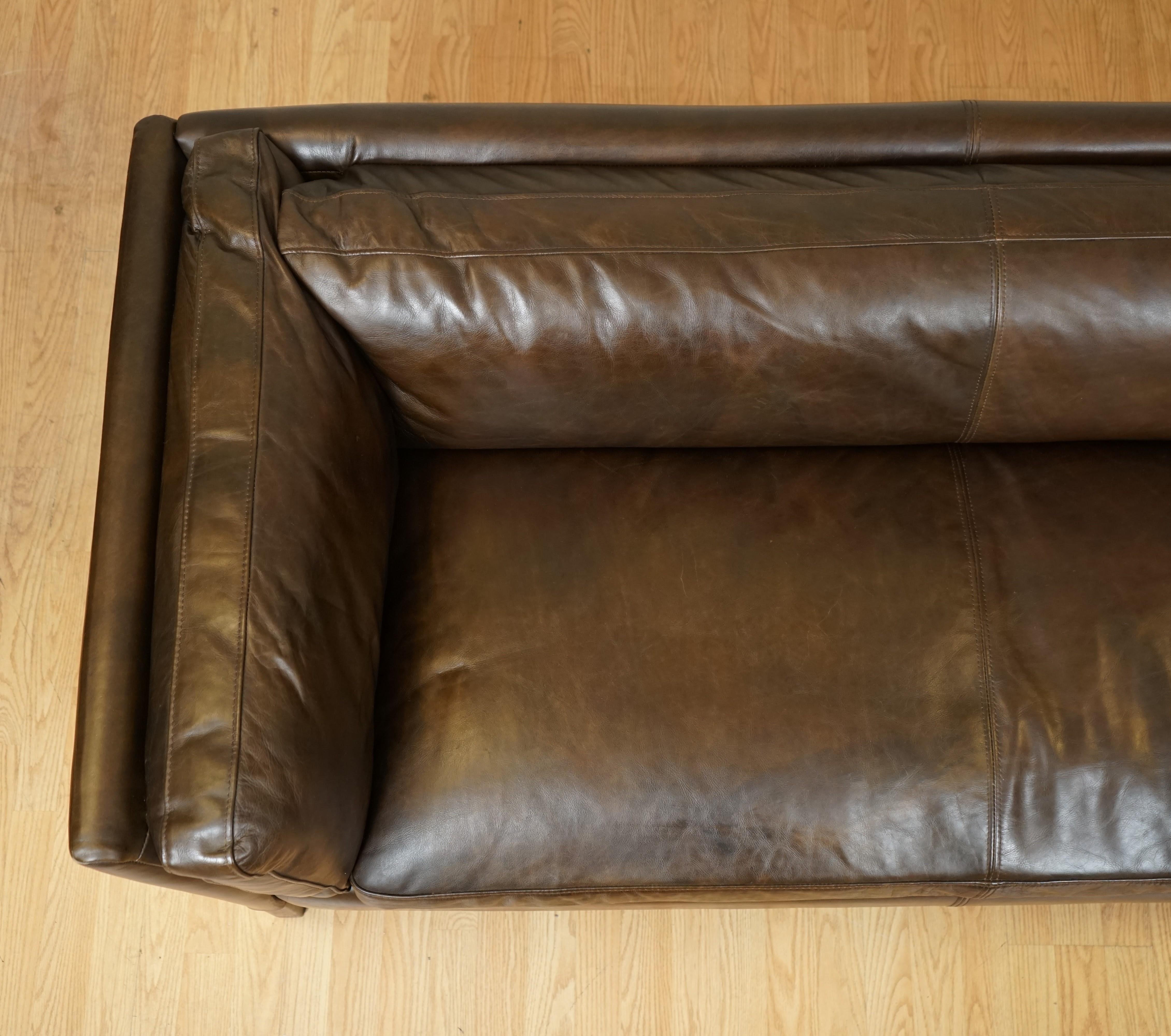 British Brilliant Mint Condition Halo John Lewis Groucho Medium 2.5 Seater Leather Sofa