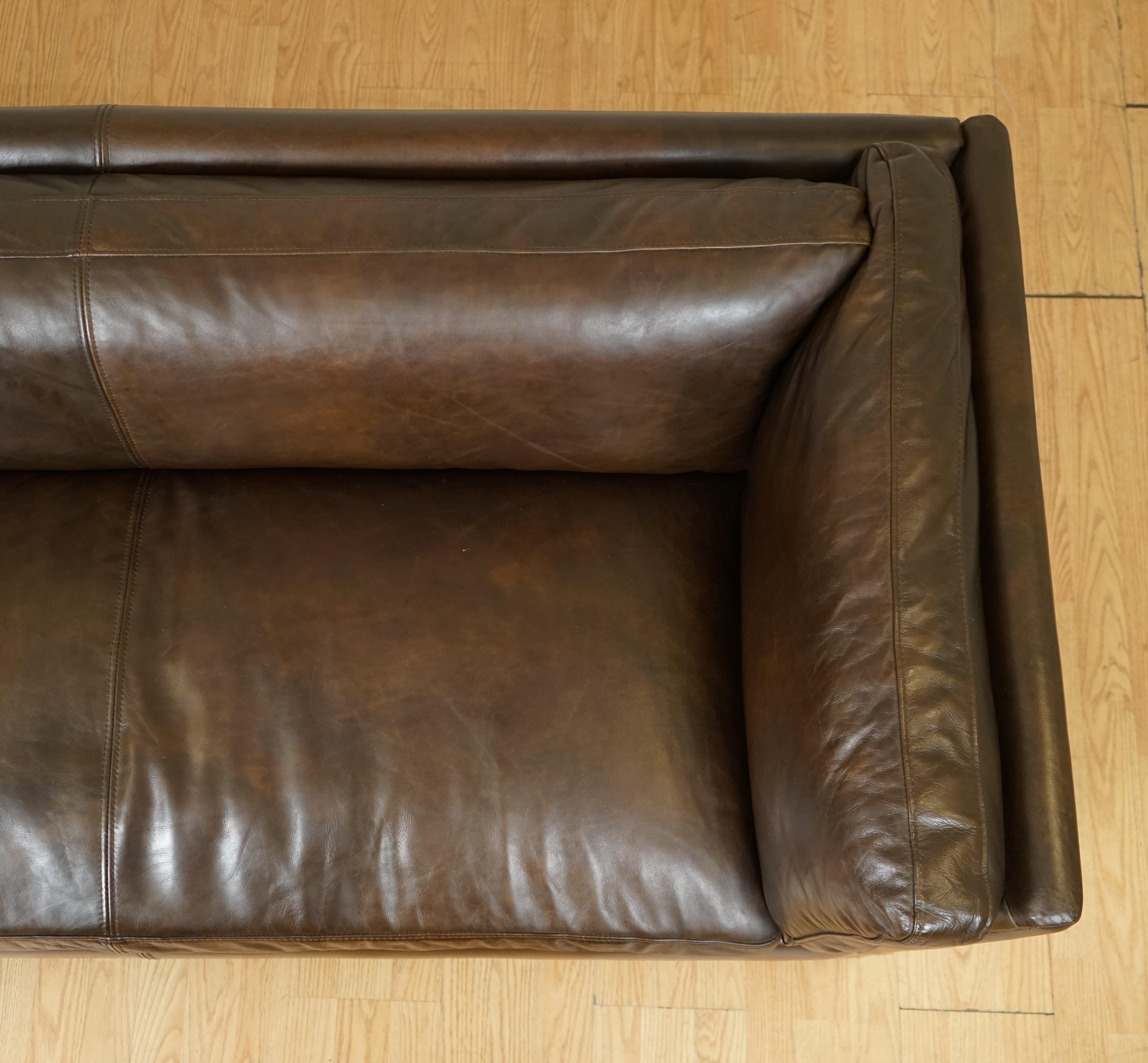 Hand-Crafted Brilliant Mint Condition Halo John Lewis Groucho Medium 2.5 Seater Leather Sofa